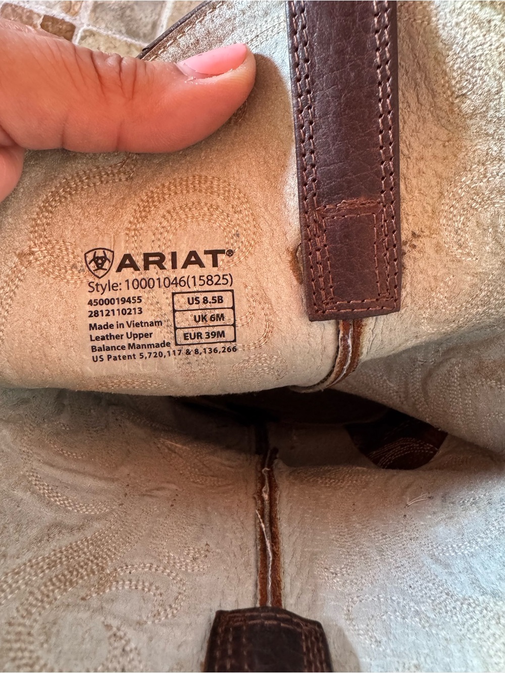 Ariat Brown Leather Trim Boots with Beige Interior - Picture 3 of 8
